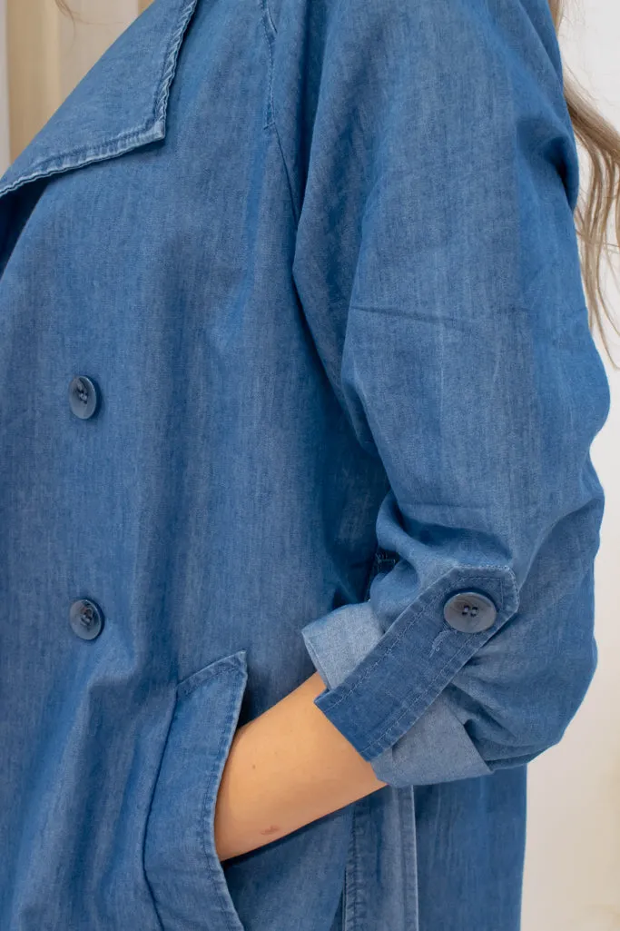 NEW GALE DENIM TRENCH COAT (LIGHT)