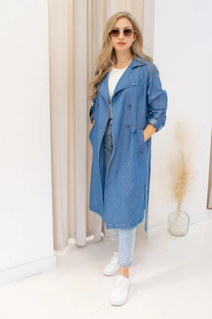 NEW GALE DENIM TRENCH COAT (LIGHT)