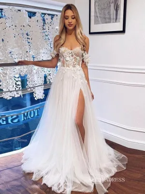 Off-the-shoulder Lace Wedding Dresses Elegant Wedding Gowns EWR818