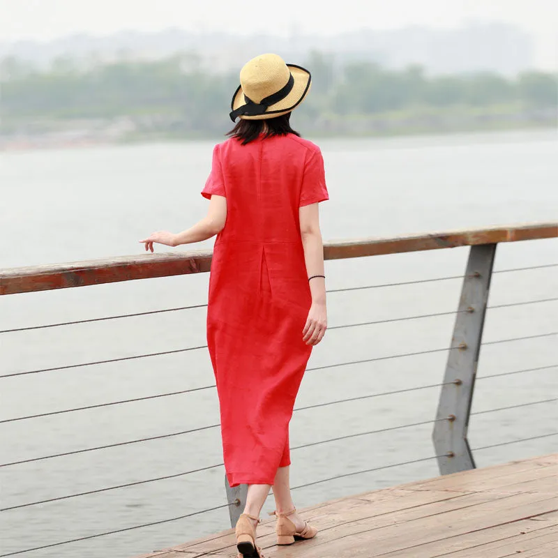 Red Women Dresses Casual Summer Women Dresses Long Women Dresses SSM9727