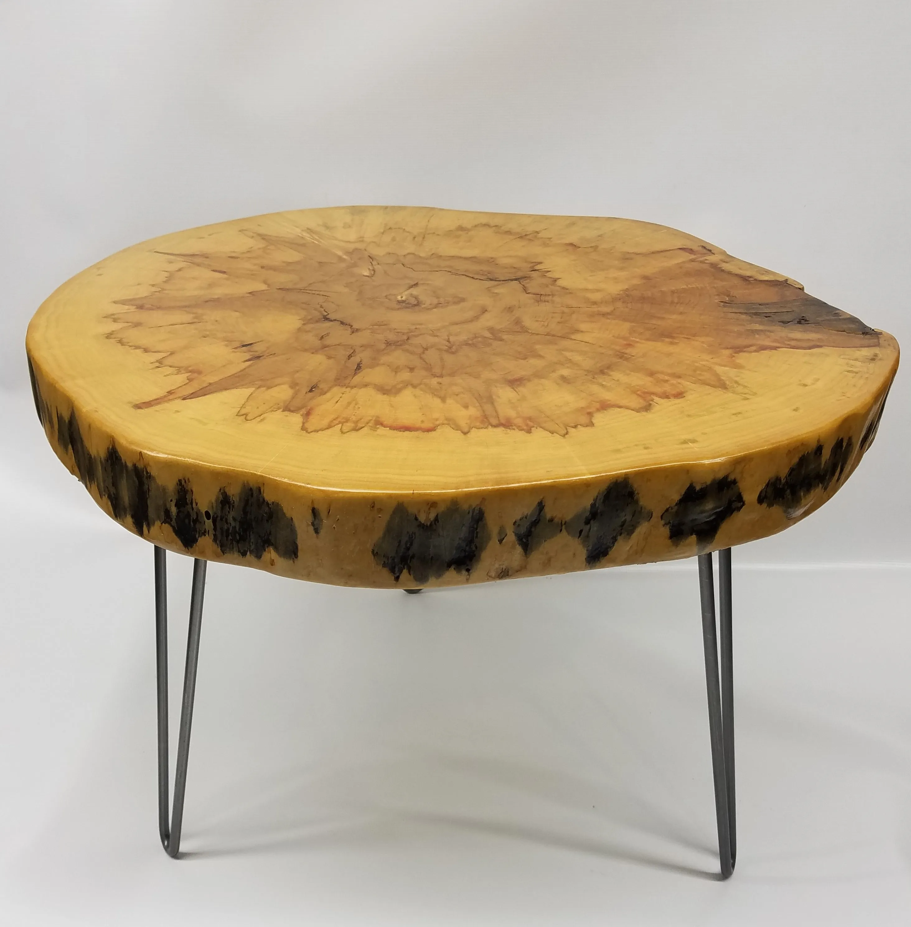 Round Coffee Table- Live Edge- Log Table- Box Elder- Flame Maple- Log Table- Slab Table- Brown- Red- Gold- Natural Wood- Slab- Thick Wood