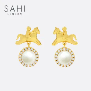 Sahi White Pearl Zircon Stones Crystal Drop Earring