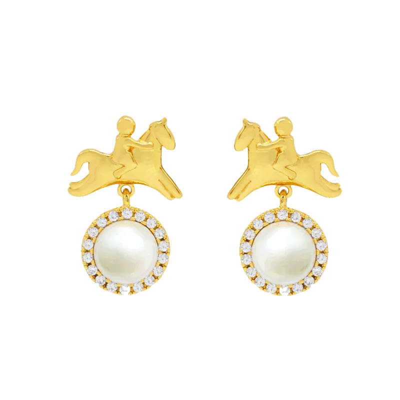 Sahi White Pearl Zircon Stones Crystal Drop Earring