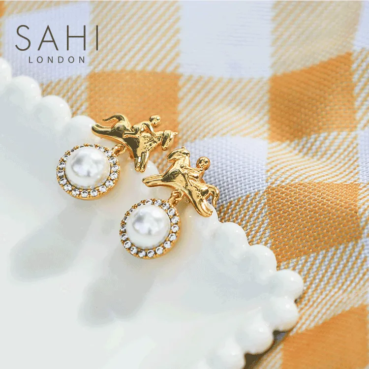 Sahi White Pearl Zircon Stones Crystal Drop Earring