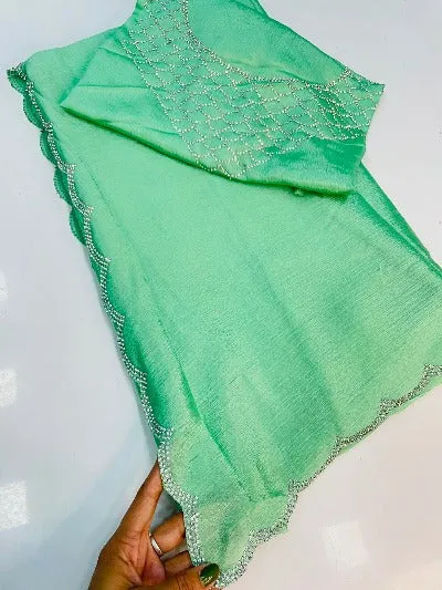 Solid Colour Pure Chinnon Cutwork Border Saree