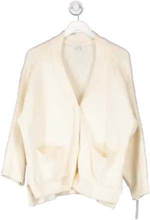 Topshop Cream Fuzzy Knit Boyfriend Cardigan UK XS