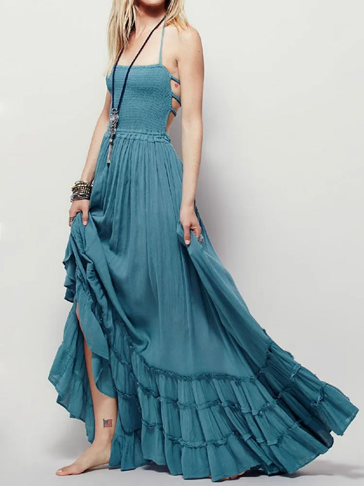 Trendy Backless Long Maxi Dress