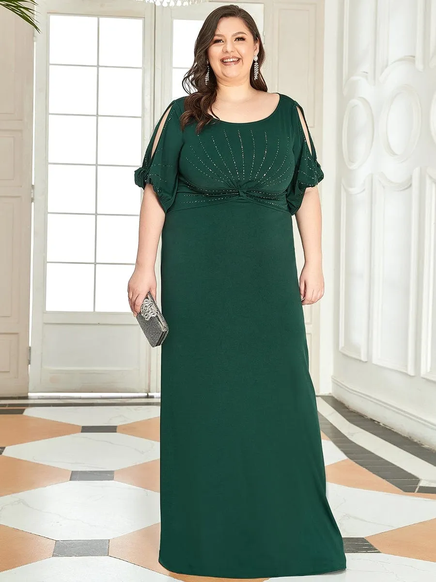 Trendy Round Neck Long Mermaid Evening Dress with Sleeves