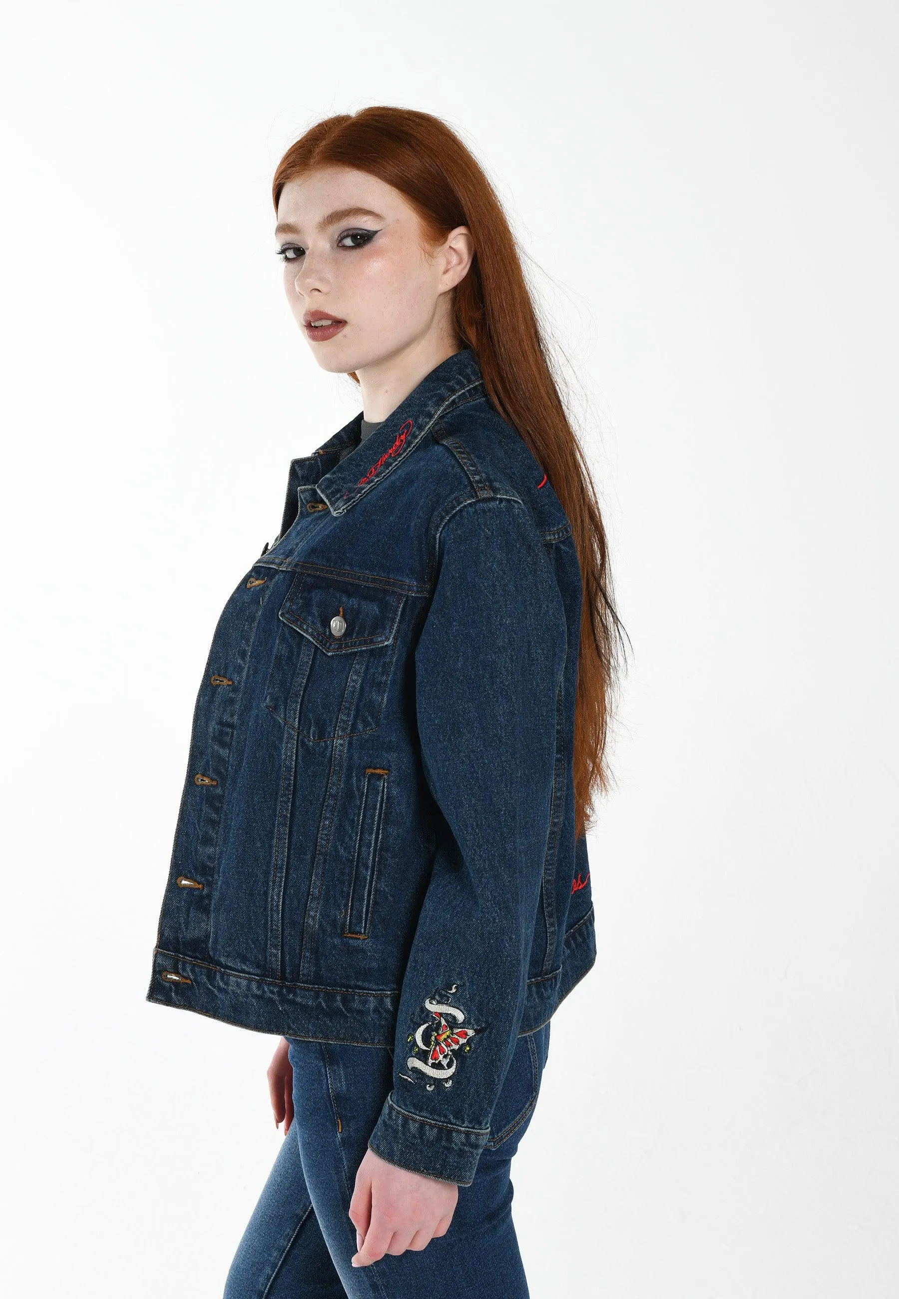 Womens Love Is Mystery Denim Jacket - Indigo